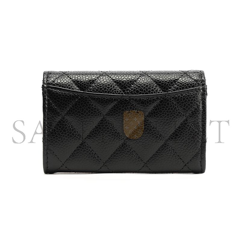 CHANEL GRAINED COWHIDE QUILTED FLAP CARD HOLDER WALLET BLACK AP0214 (11.3*7.5*2.5cm)